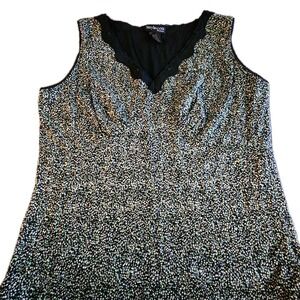 Style & Co Babydoll Tank Top 1X Black‎ Green Lace Trim Y2K Retro Forrest Plus